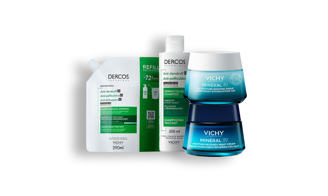 20% korting Vichy mineral 89 + Dercos