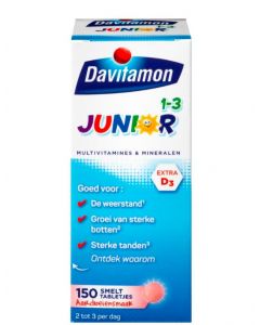 Davitamon Junior 1+ Smelttablet Aardbei 150st