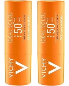Vichy Idéal Soleil Stick Gevoelige Zones Zonnebrand SPF50+ - 2x9ml - Hoge Bescherming